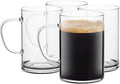 Glass Coffee Mugs – Set of 4, 470 ml | Large Clear Glass Tea & Coffee Cups | Lead-Free Flat Bottomed Glasses for Latte, Milk, Water & Everyday Beverages by PrimeWorld