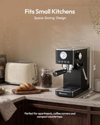 Maestri House Slim Espresso Machine with Milk Frother, 20 Bar Italian Pump - Image 4