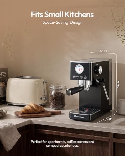 Maestri House Slim Espresso Machine with Milk Frother, 20 Bar Italian Pump - Image 4