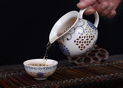 Blue-and-white exquisite ceramic teapot kettle tea cup hollow out porcelain tea set chinese handmade tea set drinkware-K10 pcs (M10 pcs) - Image 5