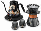 Cocinare Wave Gooseneck Electric Kettle & Pour Over Coffee Set, ±0.5°F Temperature Control, 1500W 0.9L Kettle, Coffee Dripper, 550 ml / 18.6 oz Server & 2 Tasting Cups by Cocinare