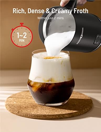 Milk Frother and Steamer, PARIS RHÔNE Automatic Warm and Cold Milk Foamer, Electric Stainless Steel Frother for Coffee, Milk Warmer, Foam Maker for Latte, Cappuccino, Macchiato (Black 300ML) - Image 3