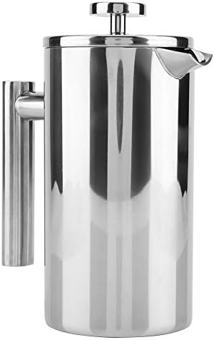 Fdit French Press Coffee Maker, Double Wall Insulated Brewer with Precision Filter for Home Office Stainless Steel Silver 800ml 1 Pack by Fdit