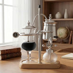 Belgian Balance Siphon Coffee Maker, Vintage Vacuum Brewer, 400ml Gold/Silver Finish Brewing System, Manual Gravity Syphon Coffee Pot for Home Kitchen - Image 7
