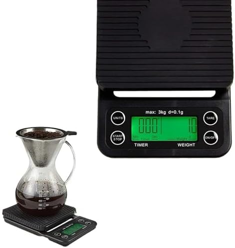 Coffee Digital Scale with Timer Kitchen Food Scale with Tare Function 6.6LB/3KG Max Load 0.1g Sensor(Black) - Image 3
