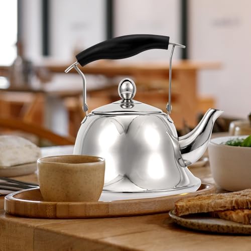 ERINGOGO 2L Whistling Tea Kettle Stovetop, Stainless Steel Teapot Water Kettle with Removable Tea Infuser, Mirror Polished Retro Tea Maker for Gas, Induction - Image 4