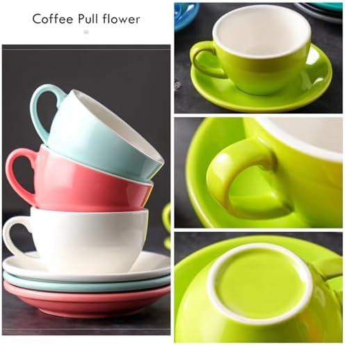 Ceramic Cappuccino Cup and Saucer Set, 8oz Thickened Latte Mug for Coffee Art, Professional Barista Style Drinkware for Home Office Cafe - 250ml (Sky Blue) - Image 7