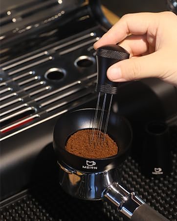 Espresso Distribution Tool and Tamper 53.3mm Set, 0.35mm 7 Needles Espresso Coffee Stirrer with Extra 7 Replaceable Needles, Calibrated Dual Spring Loaded Barista Tamper - Image 2