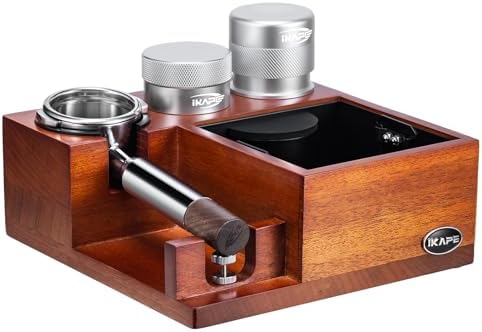 IKAPE V3 Espresso Knock Box, Modern Wooden Coffee Organizer, 51-58mm Tamper & Distributor Storage, Non-Slip, Portable, 9.5*9.5*3.5 inches - Image 7