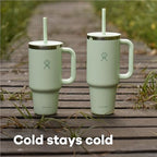 Hydro Flask Travel Tumbler with Handle, Lid and Straw - Insulated Stainless Steel in 24 Oz Botanical Bliss Coconut - Image 6