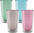 Tervis Clear & Colorful Tabletop - Bayou View Collection Made in USA Double Walled Insulated Tumbler Travel Cup Keeps Drinks Cold & Hot, 16oz - 4pk, Assorted Pastels by TervisTumblerCompany