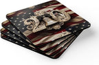 America 250th Cork Coasters Set of 4, Patriotic 4th of July Drink Coasters, USA 250th Anniversary American Flag Liberty Bell Decor, Gift (Gold Liberty, 3.75" x 3.75") - Image 3
