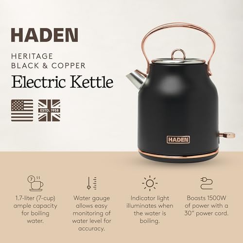 Haden Heritage 1.7 Liter Stainless Steel Electric Kettle, Hot Water Kettle - Image 2