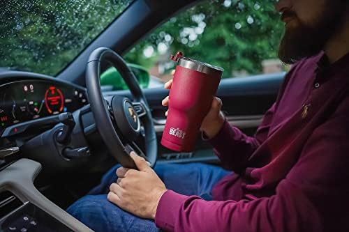 Beast 30 oz Tumbler Stainless Steel Vacuum Insulated Coffee Ice Cup Double Wall Travel Flask (Cranberry Red) - Image 3