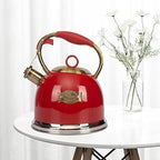 Tea Kettle, Stovetop Whistling Teapot, Stainless Steel, Red, 3.0-Quart - Image 3
