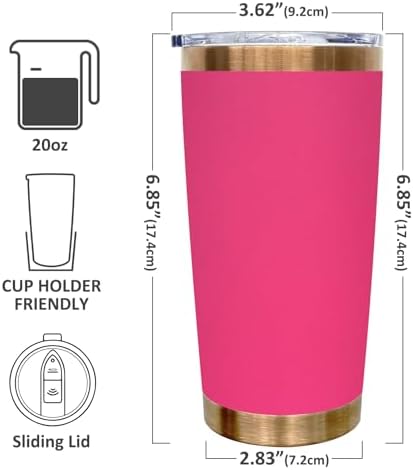 20 oz Tumbler Bulk Stainless Steel Tumblers with Lids and Straws Rosy - Image 2