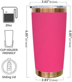 20 oz Tumbler Bulk Stainless Steel Tumblers with Lids and Straws Rosy - Image 2