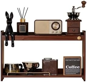 Coffee Mug Holder Countertop 2 Tiers Walnut Station Organizer for Kitchen by KAOTGOT