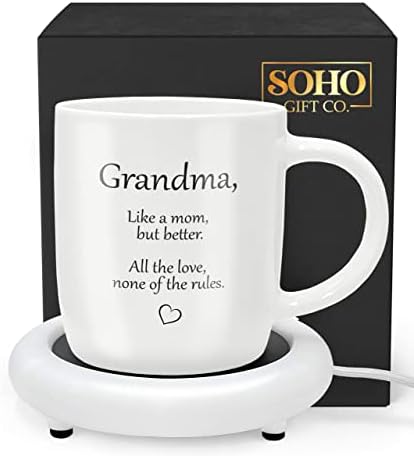 SoHo Funny Gift for Grandma, Coffee Mug With Warmer, Electric Heated Cup for Coffee Lover, Birthday/Christmas, 12oz (Gift Boxed) by Galvanox