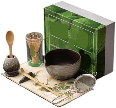 5/8pcs Matcha Tea Sets Whisk Ceramic Bowl With Spout Tea-making Tools(8PCS-A01) by Unknown
