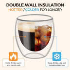 ComSaf 8oz Glass Coffee Mugs Set of 6, Double Walled Insulated Thermal Mugs for Latte Cappuccino Cocoa Milk Cafe Juice Tea, Clear Espresso Cups Set Glassware Gift for Christmas Birthday - Image 3