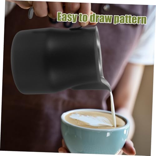 HOMSFOU 5pcs Stainless Steel Frother Pitcher Capacity Latte Art Tool Espresso Steamer for Coffee Creamer Cup Embossed Design for Precise Pouring - Image 6