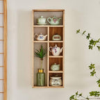 Floating Tea Cup Shelf Organizer, Multi-Cube Mug Display Stand, Farmhouse Wood Coffee Cup Holder, Wall Hanging Storage Rack for Coffee Bar(Natural,B) by Unknown