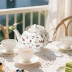 Floral Teapot with Infuser, 33oz, Ceramic Tea Pot with Tea Strainers for Loose Leaf Tea, Rose Teapots for Tea Party, New Bone Porcelain Teapot - Image 5