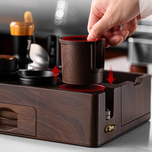 Bincoo Espresso Tamping Station & Knock Box, 2-in-1 Coffee Powder Station for 51/53/54/58mm Portafilter, Anti-Slip ABS Espresso Accessories Organizer, Tamper Base & Coffee Grounds Bin - Image 6