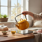 Vintage Enamel Kettle, Tea Pot Stovetop for Hot Water Fast to Boil, Teapot for Stovetop, Hot Water Kettle Teapot (Mustard 3.5L) - Image 4
