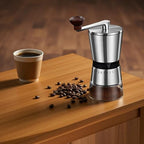 8 Gear Adjustable Coffee Grinder, Ceramic Burr Manual Hand Crank Mill, Travel Portable, 2.8 Oz Hopper, 6.5 Oz Chamber - Image 5