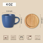 Hasense Espresso Cups and Saucers Set of 6, Demitasse Cups with Handle for Coffee Drinks, Latte, Cappuccino, Cafe Mocha and Tea, 4 Ounce Porcelain Coffee Cups for Coffee Bar Home and Party, Blue - Image 2