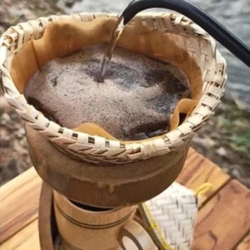 Bamboo Coffee Drip Set, 4" Basket with Lid + 2 Cups and 2 coasters + Bamboo Design Drip Base, Eco-Friendly Pour-Over Coffee Kit, Sustainable Brewing Accessories - Image 4