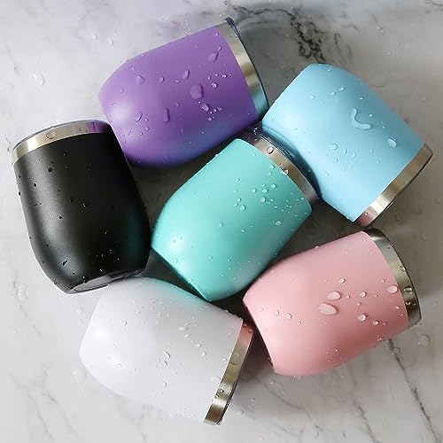 12oz Wine Tumbler with Lid With straw Stainless Steel Wine Tumbler Cups Double Wall Vacuum Insulated Travel Mugs Stemless Cup 16 Pack - Image 6