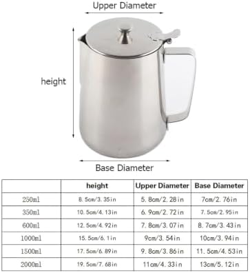 Milk Creamer Frothing Pitcher Stainless Steel Coffee Cup Mug Jug With Lid For Latte(2000ml) - Image 5