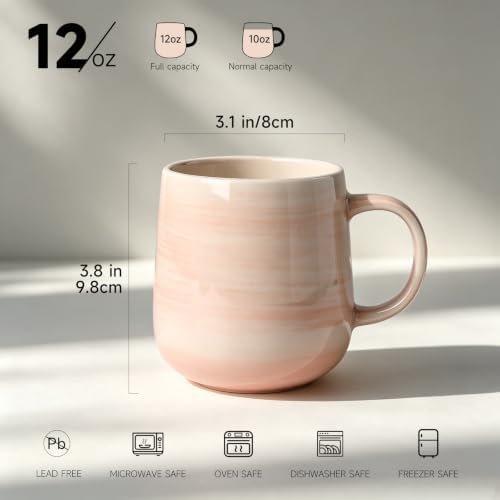 Stoneware Coffee Mugs Set of 4, 12oz Hand-Painted Coffee Cups with Handle - Image 3