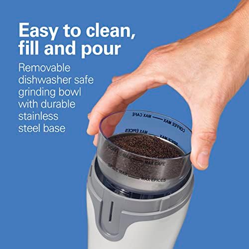 Hamilton Beach Fresh Grind Electric Coffee Grinder for Beans,Spices and More,Stainless Steel Blades,Removable Chamber,Makes up to 12 Cups,White,(Pack of 2) - Image 2