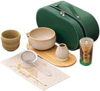 Matcha Whisk Set, 8-Piece Complete Ceramic Kit with Bamboo Whisk, Bowl, Sifter & Scoop – Japanese Tea Ceremony Gift for Beginners (C) by Unknown