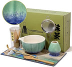 8-Piece Matcha Whisk Set, Ceramic Bowl and Bamboo Tools, Kiln Frost by Unknown