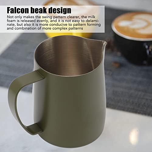 Coffee Milk Frothing Pitcher, 600ml Espresso Steaming Jug with Falcon Beak Tip, 304 Stainless Steel Milk Frother Cup for Coffe, Cappuccino, Latte Art, Espresso Machine Accessories(OD Green) - Image 6
