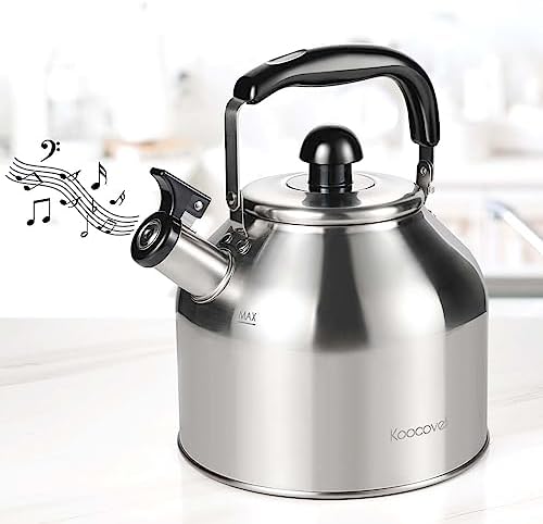 304 Stainless Steel Tea pot Kettles, 4.2 Quart Large Whistling Tea Kettle by Koocovel