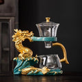 Zurucily Glass Teapot with Infuser Semi Automatic Tea Set Kungfu Teapot (Golden green dragon) by zurucily