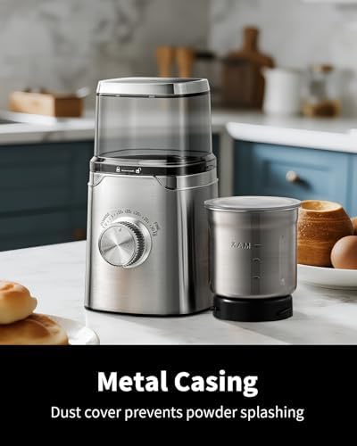 SHARDOR Electric Blade Coffee Grinder, Timed Grind Control Rotary Knob, All-stainless steel shell,Adjustable,for Coffee Beans, Spices & Herbs, with 1 Removable Stainless Steel Bowl,Sliver - Image 3