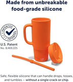 Silipint 32oz Silicone Tumbler with Handle, Flip Lid and Straw – BPA-Free, Non-Toxic, Freezer, Microwave, Dishwasher Safe Tumbler – Perfect for Tea, Smoothies (Classic Orange) Pack of 1 - Image 3