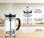 21 oz Thickened Borosilicate Glass,French Press Coffee Press - Image 2