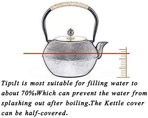 tetsubin Cast iron tea kettle japanese workshop teapot hobnail pattern with Stainless Steel Infuser（27oz Black） - Image 6