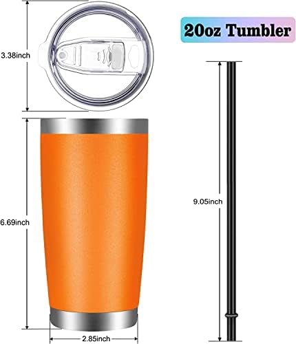 VEGOND 20oz Tumbler with Lid and Straw Stainless Steel Tumbler Cup Bulk Vacuum Insulated Double Wall Travel Coffee Mug Powder Coated Coffee Cup, Orange, 12 Pack - Image 3