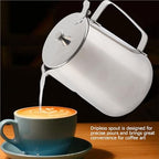 Milk Creamer Frothing Pitcher Stainless Steel Coffee Cup Mug Jug with Lid for Latte Art(2000ml) - Image 4