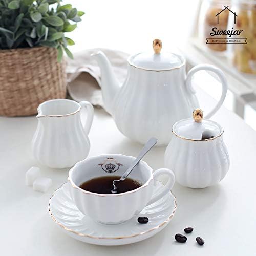 Sweejar 28FLOZ Royal Teapot with Infuser,Porcelain Tea Pot(White) - Image 4