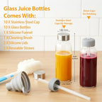 Sursip 10 oz Glass Juice Bottles, 10 Pack, Leakproof Stainless Lids - Image 2